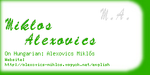 miklos alexovics business card